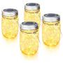 EASTCATO Mason Jar Solar Lights 30 LEDs,4 Pack Hanging Solar Lights Outdoor,Waterproof Solar Lanterns for Patio Party Garden Christmas Decorations Lights Hangers and Jars Included-Warm White