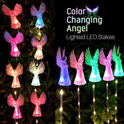 Solar Angel Lights Outdoor, Qualife Garden Gifts for Housewarming Mom Women,Solar Powered Decorative Light for Garden Yard Patio, Cemetery Grave Decorations, 2 Pack.