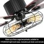 LuxureFan Retro Industrial Ceiling Fan Light for Restaurant/Living Room with Create Iron Cage Cover Pull Chain/Remote and 5 Reversible Wood Leaves (52Inch)