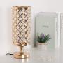 HAITRAL Crystal Table Lamp Set of 2 - Elegant Decorative Bedside Lamp Set with Clear Crystal Beads Lampshade, Gold Nightstand Lamps for Bedroom, Living Room, Girls Room, Guest Room (HT-TH132-16X2)