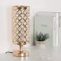 HAITRAL Crystal Table Lamp Set of 2 - Elegant Decorative Bedside Lamp Set with Clear Crystal Beads Lampshade, Gold Nightstand Lamps for Bedroom, Living Room, Girls Room, Guest Room (HT-TH132-16X2)