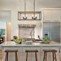 Farmhouse Chandelier for Dining Rooms, Faux-Wood Kitchen Island Lighting, Rectangular Hanging Light Fixture for Kitchen, Living Rooms and Hallway