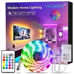 ViLSOM Led Strip Lights 16.4 Feet RGB 5050 Led Light Strip Kit with Remote and 12V Power Supply Led Lights for Bedroom, Room, TV, Kitchen and Home Decoration Bias Lighting