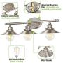 3-Light Retro Vanity Light, Brushed Nickel Bathroom Light Fixtures with Metal Shades for Dresser&Mirror Cabinets, LED Edison Bulbs Included, Farmhouse Wall Sconce Lighting for Bedroom, Powder Room