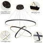 Modern LED Circle Hanging Pendant Light, Contemporary Dimmable Ceiling Chandelier with Remote Control Adjustable 3 Rings Pendant Light Fixture for Living Room Entryway Dining Room Bedroom, Black Modern LED Circle Hanging Pendant Light, Contemporary Dimmable Ceiling Chandelier with Remote Control Adjustable 3 Rings Pendant Light Fixture for Living Room Entryway Dining Room Bedroom, Black
