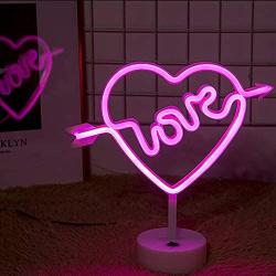 LED Cupids Bow Shape Neon Light Sign Love in Heart Neon Night Lights Pink Neon Letter Sign Marquee Battery USB Operated Table LED Lights for Christmas Birthday Wedding Party Kids Room Living Room