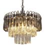 Q&S Crystal Chandelier Lighting, Modern Chrome Chandeliers, K9 Crystal Smoky+Clear, 4 Lights Pendant Light Ceiling Light Fixture For Dining Room, Living Room, Kitchen Island,W17.1''.