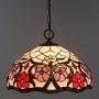 GDLight Tiffany Style Floral Pendant Lamp, 12 Inch Ldyllic Vintage Handmade Flowers Stained Glass Hanging Lights for Dining Room Living Room Bedroom