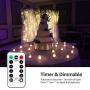 LE 2019 Curtain Lights, Waterproof, 300 LED Plug in Fairy Lights with Remote, 8 Modes Twinkle Lights, Warm White, Dimmable Decorative Indoor Outdoor String Lights for Bedroom, Patio, Parties, Weddings