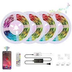 80ft/24m 5050 RGB LED Strip Lights, Bluetooth led Strip Light, Controlled via Smart app, Sync with Music, led Strips are Ideal Decoration for Home, Garden, bar and Party