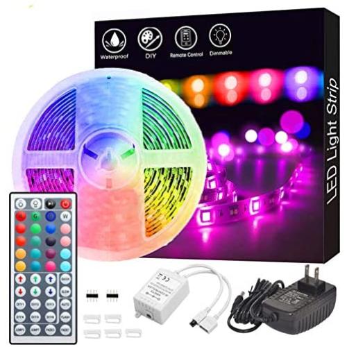 Led Strip Lights, GOADROM Waterproof 16.4ft 5m Flexible Color Changing RGB SMD 5050 150leds LED Strip Light Kit with 44 Keys IR Remote Controller and 12V Power Supply