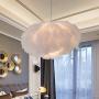 LITFAD Fabric Feather Hanging Ceiling Light Contemporary 1-Light White Ceiling Pendant Lamp Romantic Modern LED Pendant Light for Living Room Dining Room Bedroom Restaurant