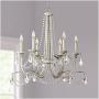 Strand Silver Leaf Chandelier 28'' Wide Beaded Crystal Candle 6-Light Fixture for Dining Room House Foyer Kitchen Island Entryway Bedroom Living Room - Regency Hill