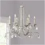 Strand Silver Leaf Chandelier 28'' Wide Beaded Crystal Candle 6-Light Fixture for Dining Room House Foyer Kitchen Island Entryway Bedroom Living Room - Regency Hill
