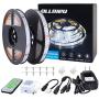 ollrieu LED Strip Lights 50ft Dimmable Tape Light Bright White Connectable Cuttable 450 Units 2835 SMD with 12V Power Plug in RF Remote Flexible Indoor Rope Lighting for Bedroom Cabinet Kitchen Mirror