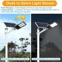 300W LED Solar Street Lights, Outdoor Dusk to Dawn Pole Light with Remote Control, Waterproof, Ideal for Parking Lot, Stadium, Yard, Garage and Garden (Cool White)