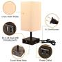 Touch Control Table Lamp with 2 Power Outlet and 2 USB Port, 3-Way Dimmable Desk Lamp Modern Table Lamp for Bedroom Living Room Office, Led Bulb Included (Table lamp with Outlet)