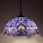 Tiffany Hanging Lamp 16 Inch Pendant Light Blue Purple Baroque Lavender Stained Glass Shade S003C WERFACTORY Chandelier Ceiling Fixture Dining Living Room Bedroom Study Office Coffee Bar Hallway Loft