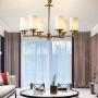 NOXARTE Brass Chandelier Light Fixture with White Glass Lampshade Modern LED Pendant Hanging Light Flush Mount for Dining Room D24'' x H17''