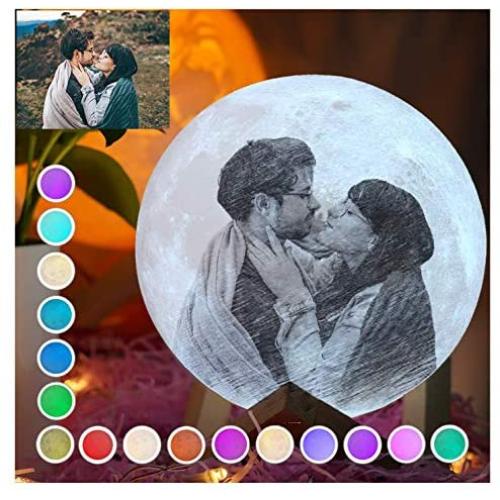 Moon Lamp, Custom Moon Lamp with Picture 16 Colors with Remote Personalized Moon Lamps Photo Engraved Christmas Birthday Gifts for Women Men Boyfriend Mom (4 Inch/9cm)