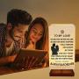 Engraved Bedside Table Lamp for My Love - Personalized Fabric Wooden Desk Lamp for Bedroom Living Room Office Study - Perfect for Valentines Christmas Gift for My Lover