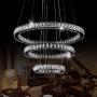 SEFINN FOUR LED Chandelier Modern Flush Mount Crystal Ceiling Pendant Lights 60 inch Length 28 inch Outer Diameter, Round 3 Rings(30+50+70)