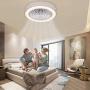 [2020 latest new]ceiling fan with light,22-inch LED invisiblefan lightwith 3 colors lighting mode,acrylic semi-recessed ceiling light,gray, living room, bedroom
