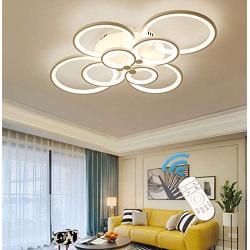 Ganeed Modern LED Flush Mount Lighting Fixture,Dimmable 8-Head Close to Ceiling Light Acrylic Chandeliers for Bedroom Living Room Dining Room Kitchen Office(120W/3000-6500K)