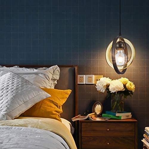 1-Light Modern Mini Pendant Light Globe, Small Chandelier with Acrylic Ring Lampshade, Hanging Ceiling Light Fixture for Kitchen Island, Dining Room, Bedroom, Foyer and Bar