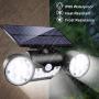 Toyawany Solar Security Lights, 3 Head Solar Motion Sensor Lights Outdoor Adjustable Flood Lights Outdoor Spotlights 360° Rotatable IP65 Waterproof for Porch Garden Patio Yard Garage Pathway (2 Pack)