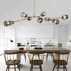 Modern Molecular Chandelier, E26 Nordic Bubble Ball Rotating Ceiling Light with Glass Lampshade, Pendant Lighting Rod Fixtures for Living Dining Room Bedroom Bar(Gold2, 8 Lights)