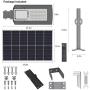 TENKOO 200W Solar Street Light Outdoor Lamp, with Remote Control, Light Control, LED Flood Lights Dusk to Dawn Security Lighting for Yard Garden, Basketball Court (with Arm Pole)