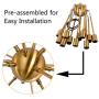 Heircido 12 Lights Sputnik Chandelier Lighting, Brass Mid Century Chandelier Industrial Modern Pendant Light Fixture Dining Room Lighting Fixtures Hanging Modern Sputnik Light, Brushed Brass