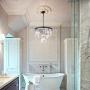 Wellmet 20 inch Crystal Chandelier, 3-Tier Contemporary Modern Bathroom Chandeliers, 7-Light Adjustable Hanging Pendant Ceiling Light for Bedroom, Entryway, Dining Room, Girls Room, Foyer