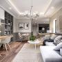 Lucidce Contemporary 5-Light Chandeliers Brushed Nickel Finish,Alabaster Glass Shades Hanging Pendant Lighting Fixture for Living Room, Dining Room, Kitchen