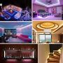 EVISWIY Christmas LED Strip Lights 50 ft for Bedroom with Remote 44 Key IR SMD Color Changing 5050 RGB Flexible LED Tape Lights Lighting for Ceiling Room Under Cabinet Bar Christmas