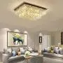 Moooni Modern Luxury Rectangular Crystal Chandelier Flush Mount Raindrop Ceiling Light Fixture for Dining Rooms Living Rooms Hotel Rectangle Chandeliers L35.4''x W 27.6''x H 14''