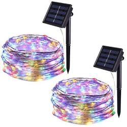 Solar String Lights Outdoor, HONGM 100 LED Waterproof Fairy String Decorative Copper Wire Lights for Wedding, Patio, Bedroom, Party, Christmas (2Pack) (Multi-Color)