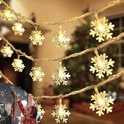 Chiachi 2 Pack Christmas Lights,Snowflake String Lights 40 ft 80 LED Fairy Lights with 36 Pcs Snowflakes Window clings Operated Waterproof for Bedroom Xmas Indoor Outdoor Party Supplies (Warm Light)