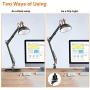 LEPOWER Metal Desk Lamp, Adjustable Goose Neck Architect Table Lamp with On/Off Switch, Swing Arm Desk Lamp with Clamp, Eye-Caring Reading Lamp for Bedroom, Study Room &Office (Sandy Black)