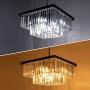 Wellmet Modern Crystal Chandelier, 9 Lights Square Black Farmhouse Chandeliers with K9 Crystals, Pendant Light Fixture for Foyer Dining Room Bathroom Bedroom Livingroom Kitchen Island L19.68”X W19.68”