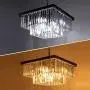 Wellmet Modern Crystal Chandelier, 9 Lights Square Black Farmhouse Chandeliers with K9 Crystals, Pendant Light Fixture for Foyer Dining Room Bathroom Bedroom Livingroom Kitchen Island L19.68”X W19.68”