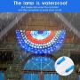 Semicircle lamp American flag lights, 243 LED lights, indoor and outdoor available, outdoor lighting, Christmas, garden, party, and so on, Waterproof LED lights, energy saving, energy-saving, low volt