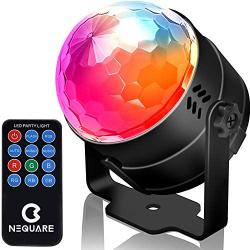 NEQUARE Party Lights Sound Activated Disco Lights Strobe Light 7 Lighting Color Disco Ball with Remote Control for Bar Club Halloween Party DJ Karaoke Xmas Wedding Show and Outdoor