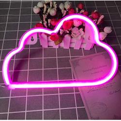 Neon Sign Cloud Decorative LED Night Light Art Wall Decor for Teens Room Birthday Party Decor Powered by Battery/USB (Pink)