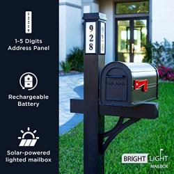 Brightlight Mailbox, Premium Aluminum Mailbox and Post with Solar Address Light, Illuminated House Numbers for Easy Navigation, Decorative Mailbox with Magnetic Door Latch, House Number Signs (Black)