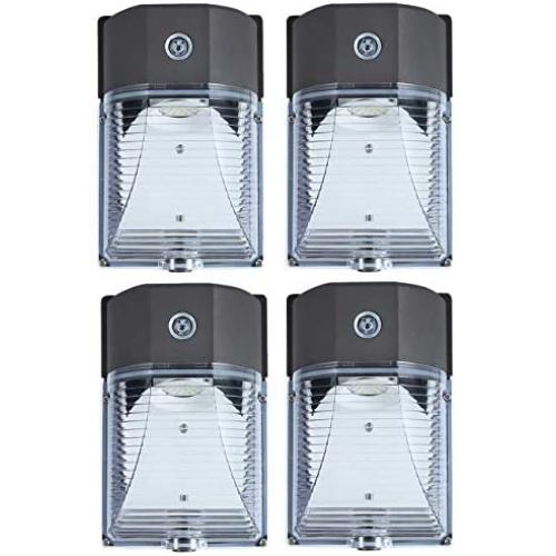 26W 3000LM LED Wall Pack Light, 120-277Vac 5000K Daylight, Photocell Dusk to Dawn Wall Pack, 150-250W MH/HPS Replacement, Outdoor Security Lighting Fixtures, Clear Lens (4 Pack)