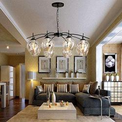 Modern Sputnik Glass Chandelier Globes, Nordic Farmhouse Mid-Century Ceiling Chandelier Pendant Lights with 8 Lights E26 Bulbs, Chandelier Light Fixture for Living Dining Room Restaurant