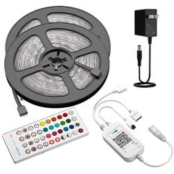 YUTCY 32.8ft Smart Color Changing RGB LED Light Strip 5050 LED Tape Lights Wireless Bluetooth APP Control LED Strip Lights with IR Remote Controller for Home Bedroom Lighting Kitchen and Other