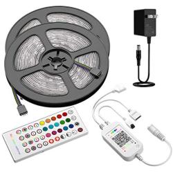 YUTCY 32.8ft Smart Color Changing RGB LED Light Strip 5050 LED Tape Lights Wireless Bluetooth APP Control LED Strip Lights with IR Remote Controller for Home Bedroom Lighting Kitchen and Other